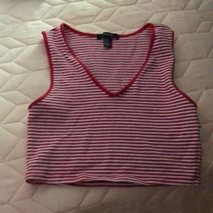 Red and White Striped Crop Top